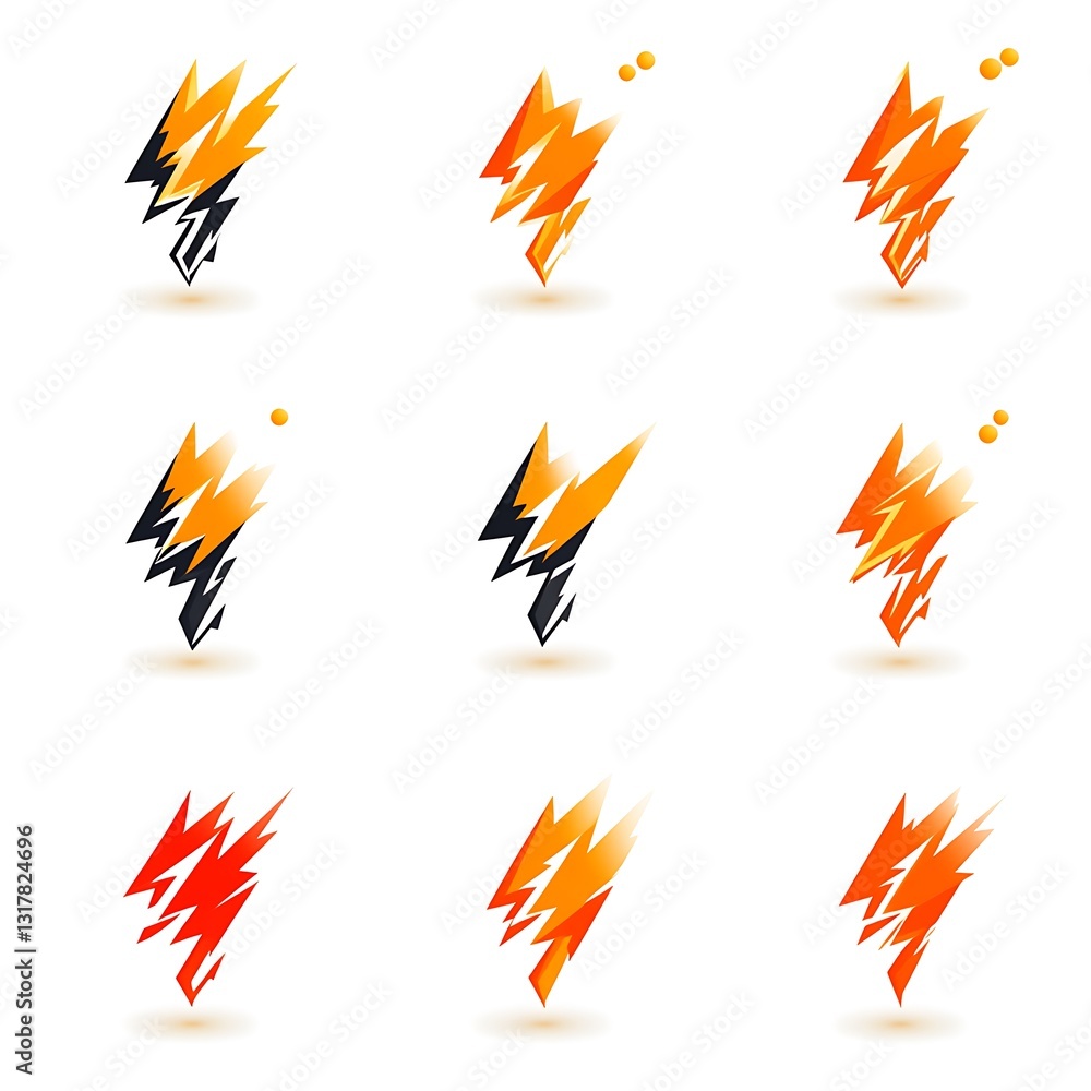 Nine Variations Of Abstract Geometric Lightning Bolt Designs Nine Variations Of Abstract Geometric Lightning Bolt Designs