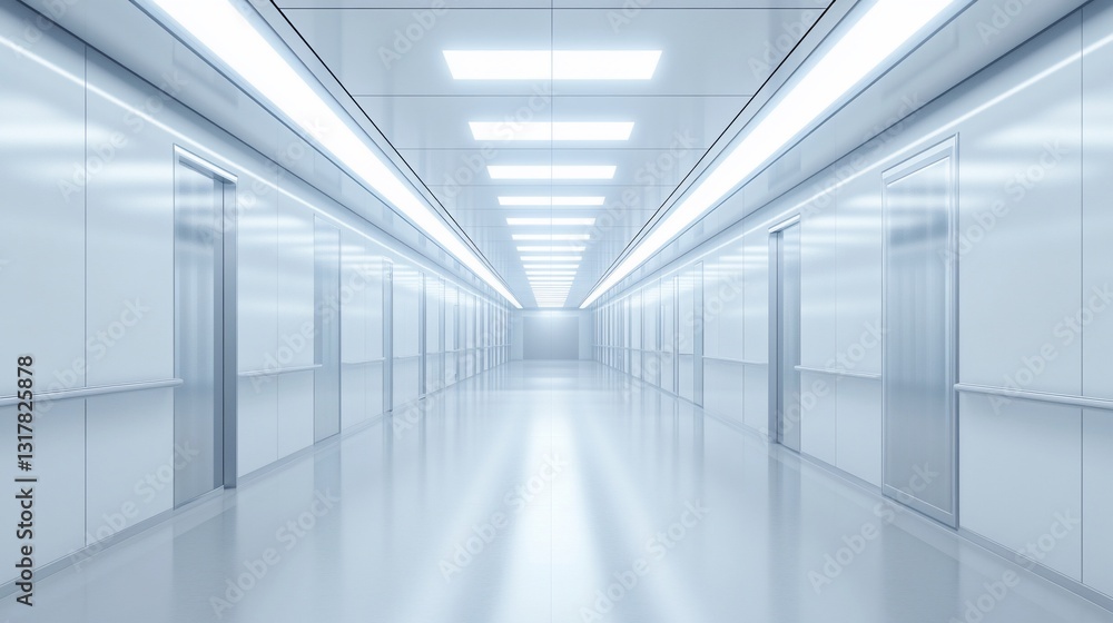 Futuristic Sterile Corridor: A Modern Architectural Design of a Clean Room Interior Futuristic Sterile Corridor: A Modern Architectural Design of a Clean Room Interior