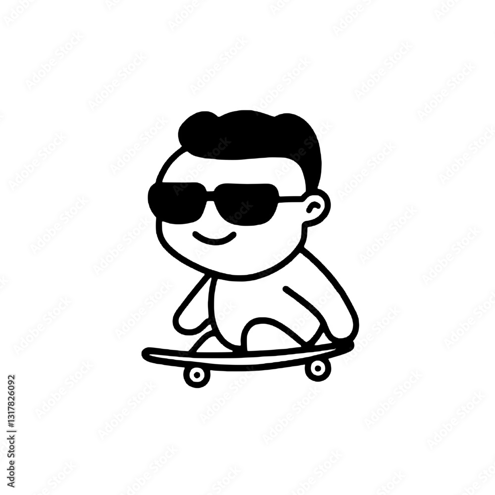 Cool cartoon character skating through a sunny urban landscape while wearing stylish sunglasses Cool cartoon character skating through a sunny urban landscape while wearing stylish sunglasses