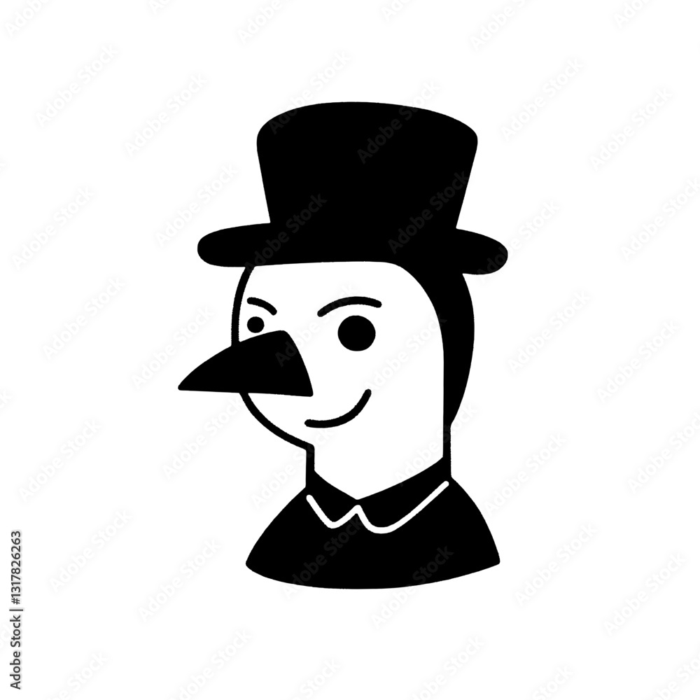 Charming whimsical bird character wearing a top hat and bow tie, standing out in a playful and stylish manner against a minimalist backdrop Charming whimsical bird character wearing a top hat and bow tie, standing out in a playful and stylish manner against a minimalist backdrop