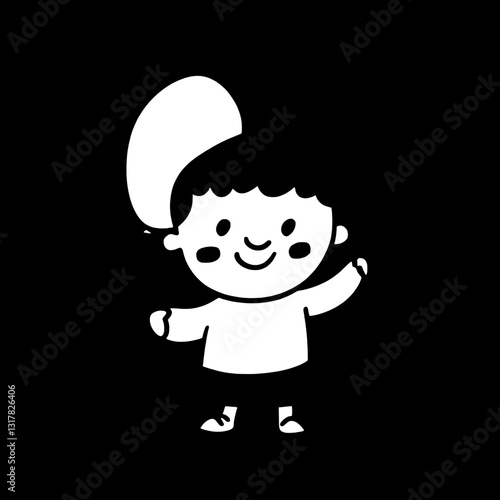 Charming playful child expressing joy and adventure in a vector art style against a sleek black background