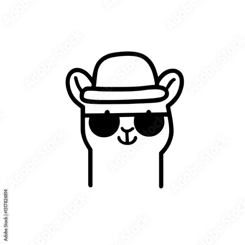 Stylish llama sporting sunglasses and a cowboy hat exudes coolness against a simple background for a playful vibe