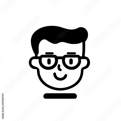 Creative representation of a cheerful young man with glasses in a minimalist vector style for modern design projects
