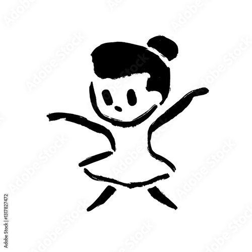 Charming vector illustration of a joyful dancer in a classic ballet pose surrounded by playful energy
