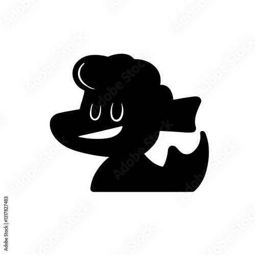 Fun and quirky vector illustration of a smiling cartoon duck character with a vintage hairstyle set against a clean background