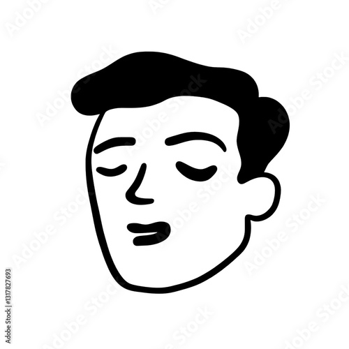 Creative vector representation of a serene man's face with closed eyes, embodying calmness and introspection