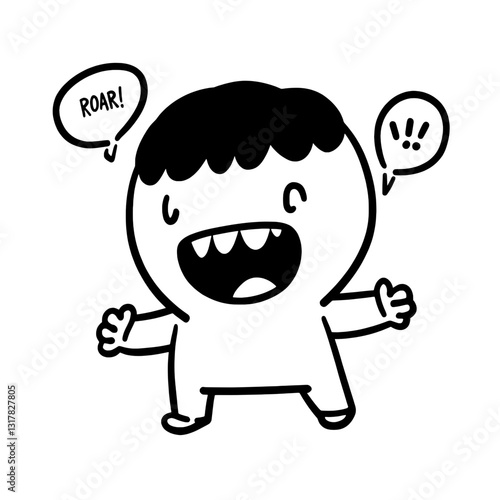 Charming cartoon character joyfully exclaims with playful enthusiasm in a vibrant and imaginative setting