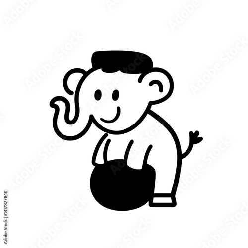 Cute cartoon elephant character with a playful design, showcasing joy and lightheartedness in a whimsical setting