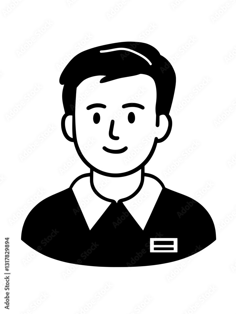 Vector illustration depicting a friendly young man in a collared shirt with an ID badge Vector illustration depicting a friendly young man in a collared shirt with an ID badge