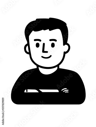 Creative vector illustration of a cheerful young man expressing confidence and friendliness in a modern design