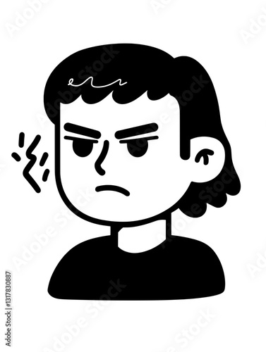 Character expression showing annoyance with a uniquely simple and bold style set against a plain background