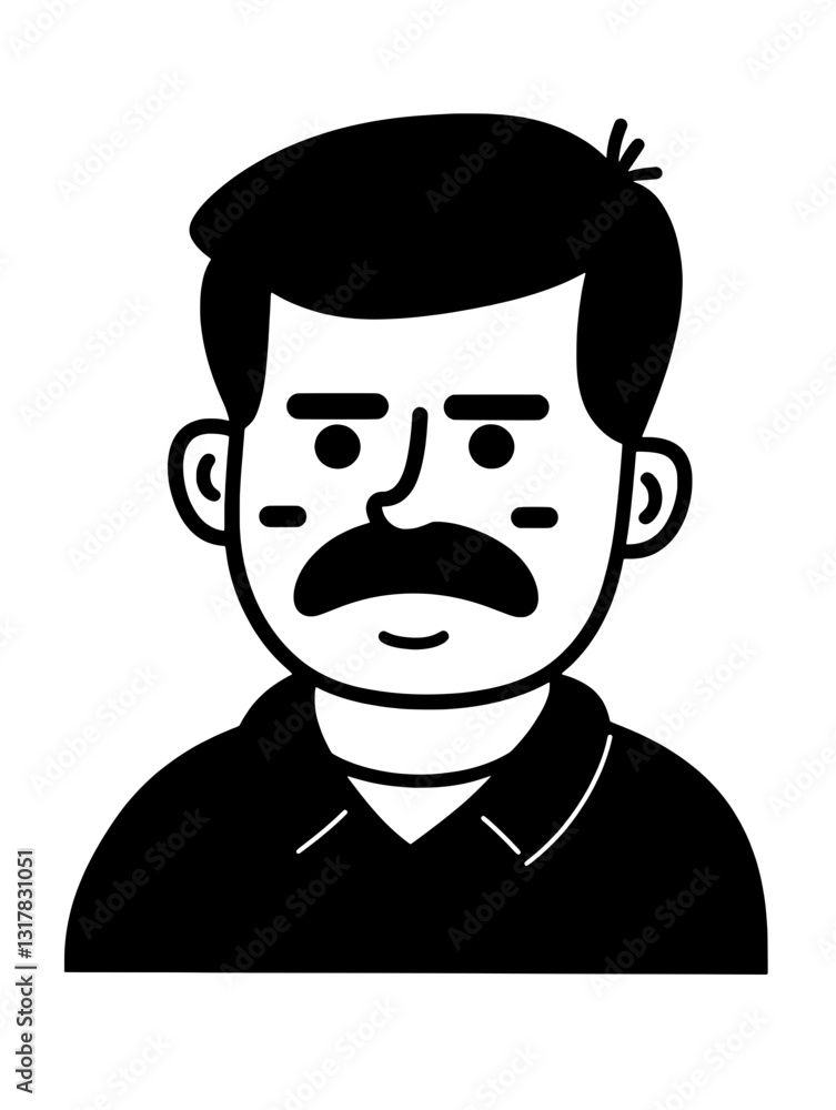 Creative vector illustration of a man with a mustache showcasing a confident expression in a minimalist design Creative vector illustration of a man with a mustache showcasing a confident expression in a minimalist design