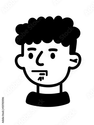 Young character with curly hair and subtle smirk captured in vector style art, conveying a playful and modern vibe