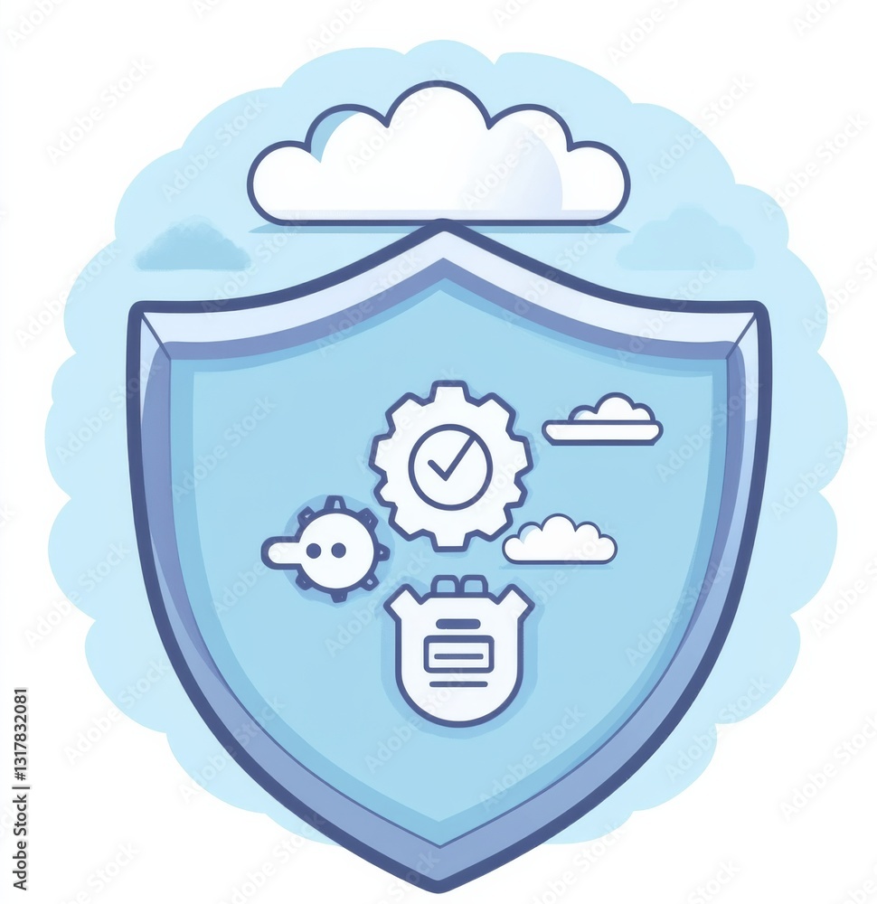 Cloud connection icon design with sleep patterns and network connections, featuring a light blue background for security Cloud connection icon design with sleep patterns and network connections, featuring a light blue background for security