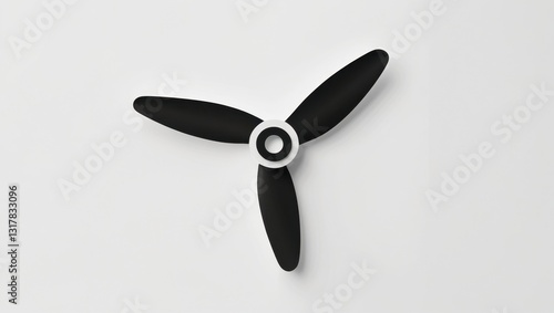 Simple Black Three Blade Propeller Icon on White Background
