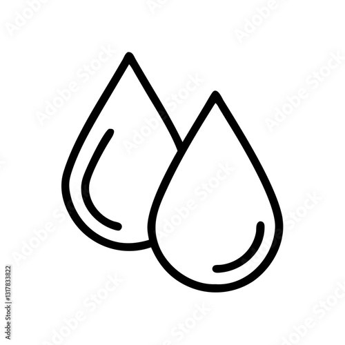 Twin water droplet icon representing hydration, clean water, raindrops, and environmental conservation