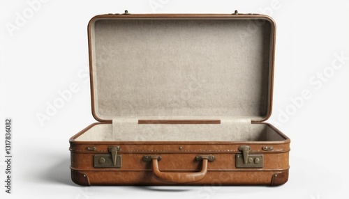 Wallpaper Mural An old vintage brown suitcase with an open lid isolated on a white backdrop Torontodigital.ca