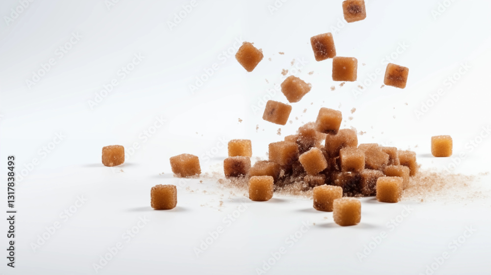 Brown Sugar Cubes Falling Sweet Food Photography Brown Sugar Cubes Falling Sweet Food Photography