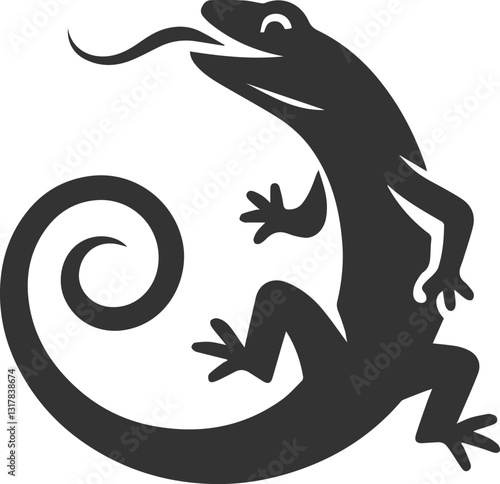 Lizard flicking its tongue out vector silhouette