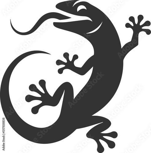 Lizard flicking its tongue out vector silhouette