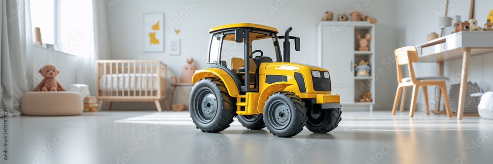 Fototapeta premium toy tractor in children's room
