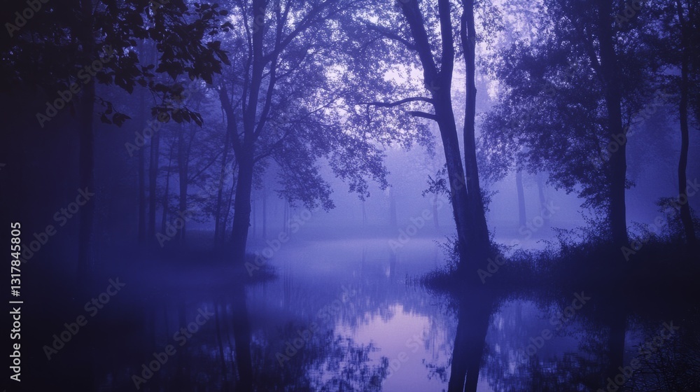 A hauntingly dimly lit scene with soft, warm, and slow-moving light casts long shadows, evoking an atmosphere of mystery and foreboding, with deep blues and purples dominating the color palette, and s A hauntingly dimly lit scene with soft, warm, and slow-moving light casts long shadows, evoking an atmosphere of mystery and foreboding, with deep blues and purples dominating the color palette, and s