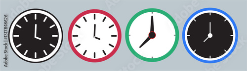 Set of clock icons. Clock, time.