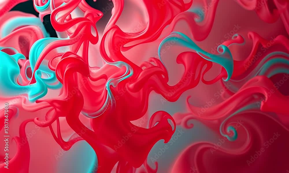Abstract Fluid Motion in Vibrant Red And Aqua Tones with Dynamic Swirls and Modern Graphic Rendering for Creative Backgrounds Abstract Fluid Motion in Vibrant Red And Aqua Tones with Dynamic Swirls and Modern Graphic Rendering for Creative Backgrounds