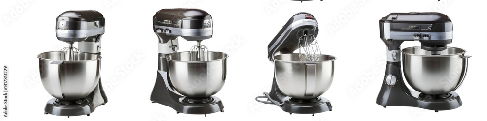 High-performance kitchen stand mixer in black finish isolated on transparent background High-performance kitchen stand mixer in black finish isolated on transparent background