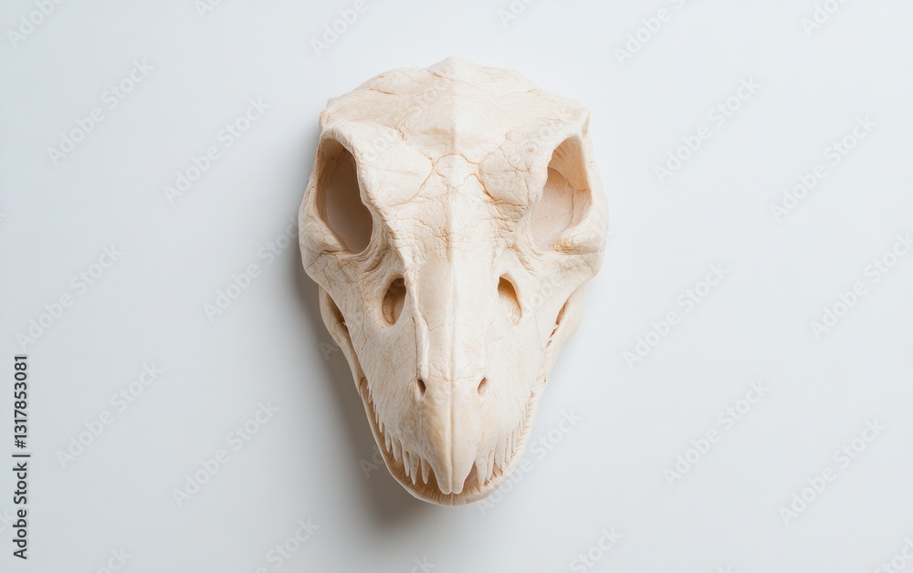 Naklejka premium Detailed Beige Animal Skull on White Background