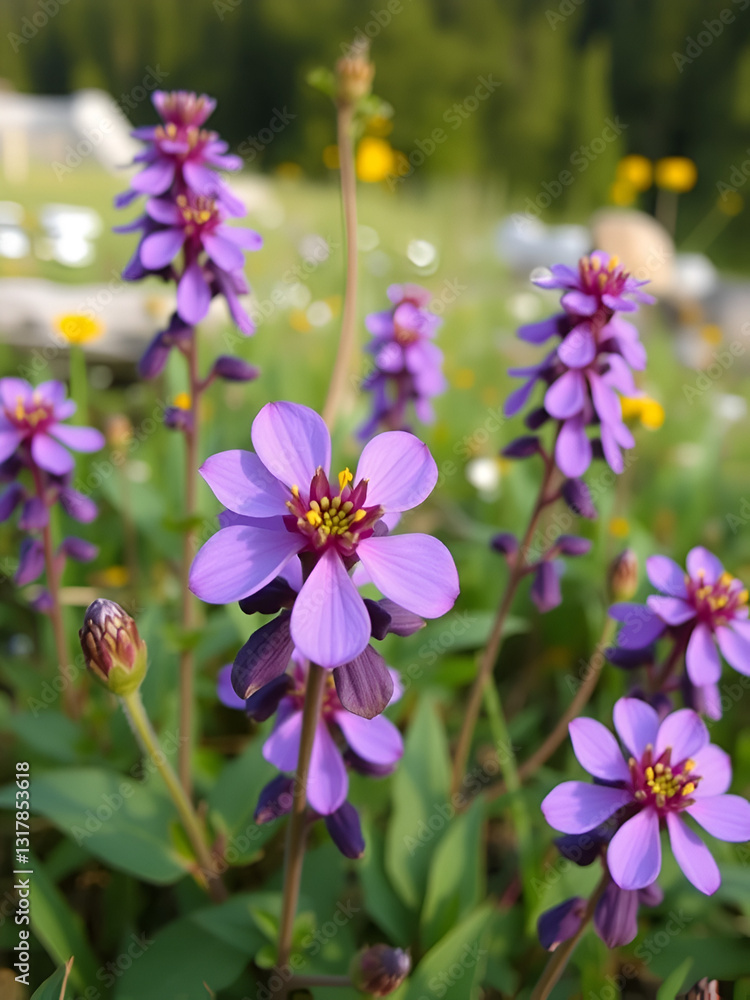 Purple wildflowers in Alaska's alpine climate in Kenai Fjords National Park Purple wildflowers in Alaska's alpine climate in Kenai Fjords National Park