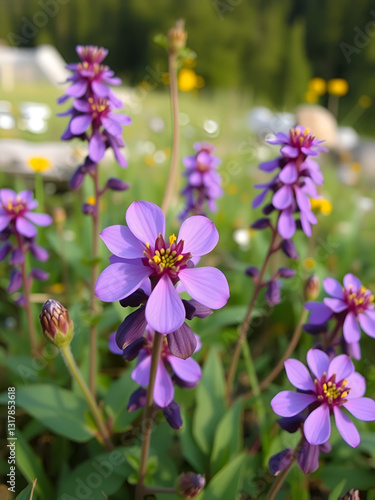 Purple wildflowers in Alaska's alpine climate in Kenai Fjords National Park