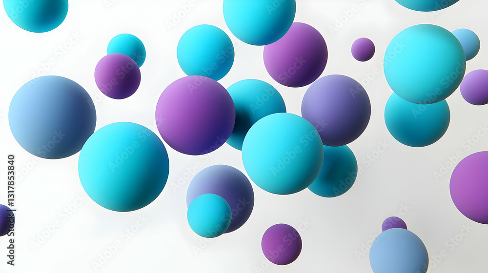 3D Render of Floating Blue and Purple Spheres on a Soft White Background With Smooth Pastel Colors and a Dreamlike Ethereal Atmosphere 3D Render of Floating Blue and Purple Spheres on a Soft White Background With Smooth Pastel Colors and a Dreamlike Ethereal Atmosphere