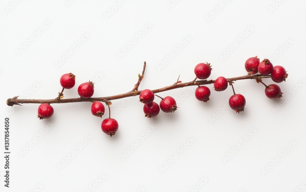 Red Berries Branch on White Background Red Berries Branch on White Background