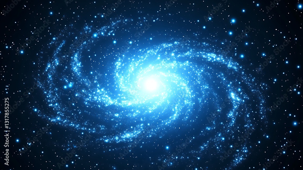 A Beautiful Blue Spiral Galaxy With Numerous Sparkling Celestial Bodies A Beautiful Blue Spiral Galaxy With Numerous Sparkling Celestial Bodies