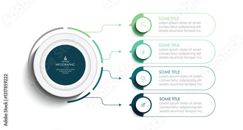 Vector infographic label design with circle infographic template design and 4 options or steps. Can be used for process diagrams, presentations, workflows