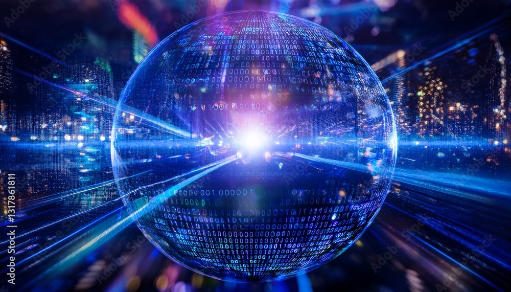 a futuristic digital globe with vibrant light streaks, representing technology and connectivity a futuristic digital globe with vibrant light streaks, representing technology and connectivity