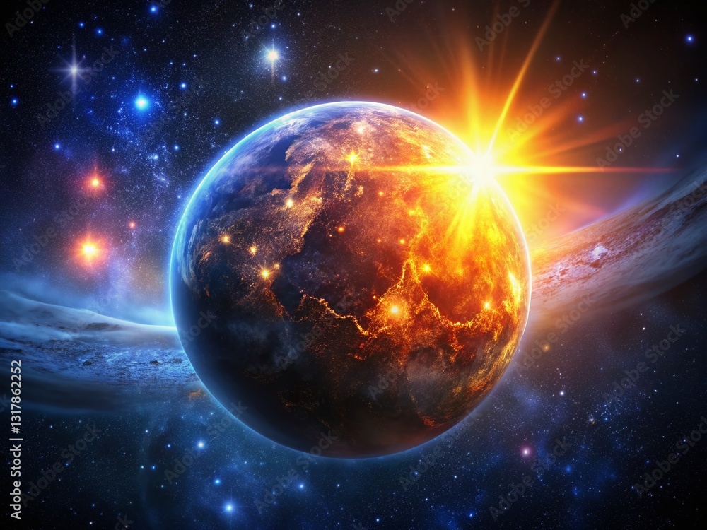 Obraz premium Ethereal Glowing Celestial Planet Night Sky Astrophotography Stock Photo