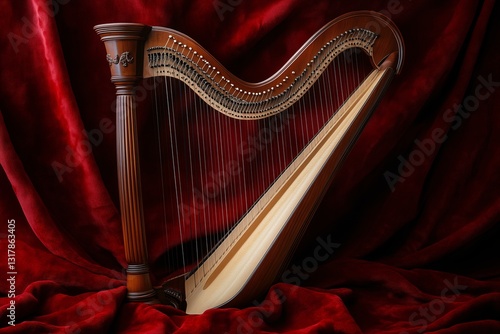 Classic Harp on Red Velvet