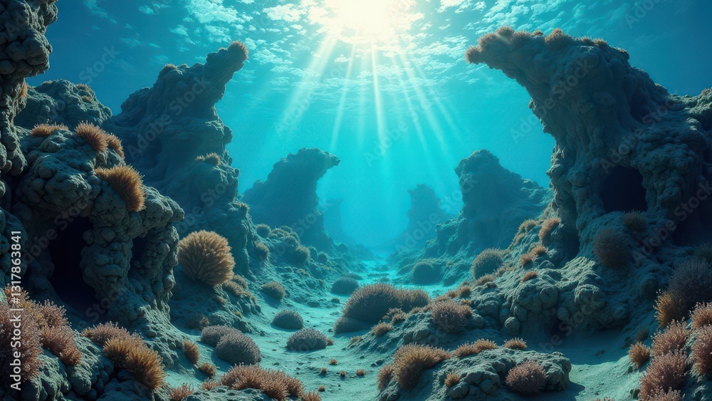 custom made wallpaper toronto digitalSunlight shining through ocean water over a coral reef affected by bleaching