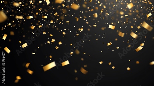 Golden Confetti Celebration: A Festive Background of Falling Glittering Particles