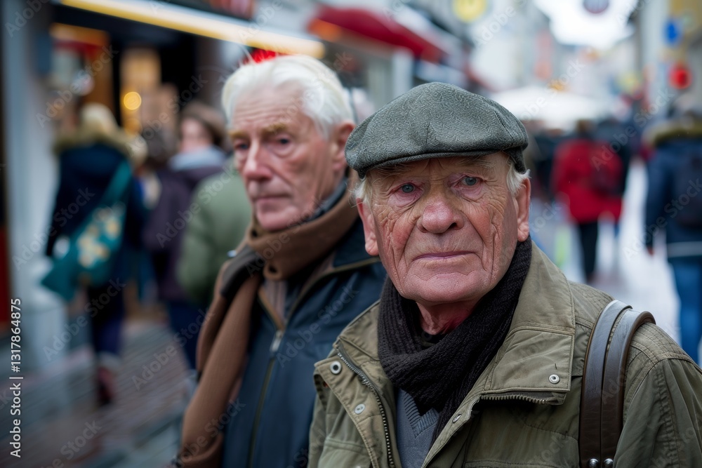 Portrait of an elderly man with a cap on his head in the city Portrait of an elderly man with a cap on his head in the city