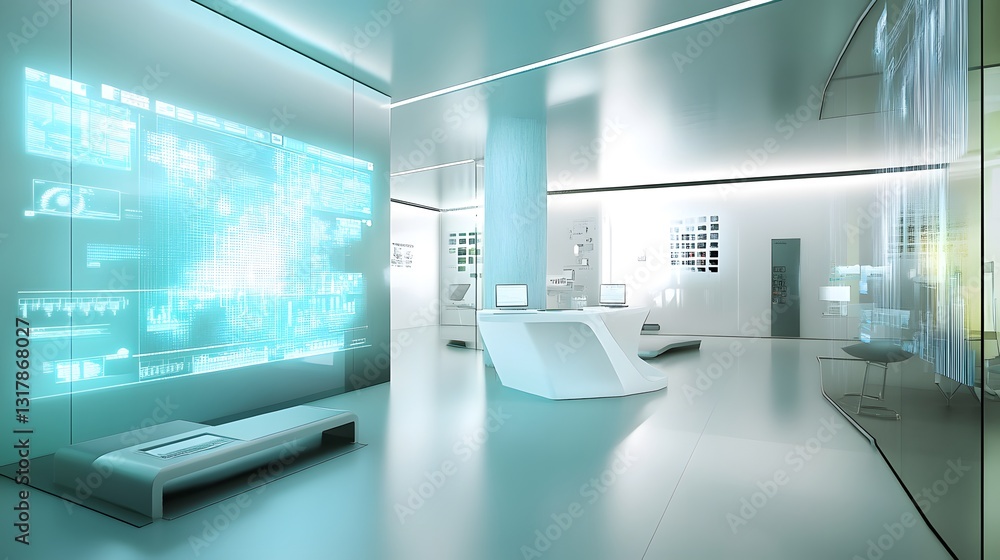 Futuristic Interior Design: Explore the cutting-edge design of a modern interior space, featuring sleek lines, holographic displays, and an overall minimalist aesthetic. Futuristic Interior Design: Explore the cutting-edge design of a modern interior space, featuring sleek lines, holographic displays, and an overall minimalist aesthetic.