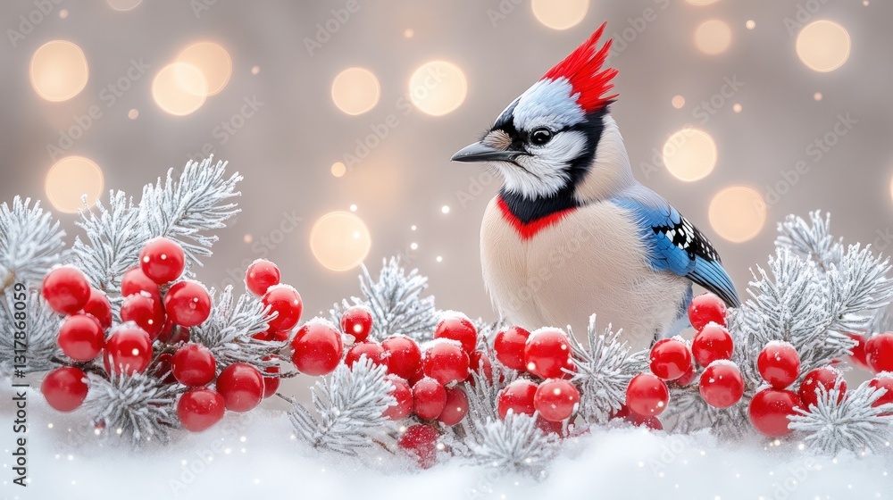 Blue Jay Bird in Winter Wonderland Blue Jay Bird in Winter Wonderland