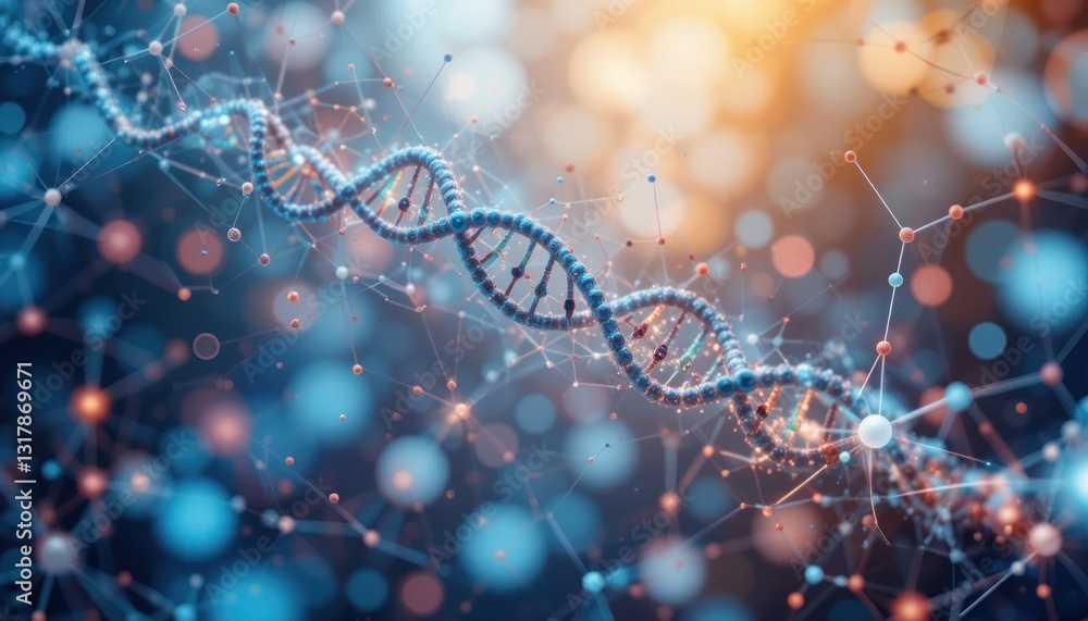 Abstract DNA strand with connected points and lines background design concept Abstract DNA strand with connected points and lines background design concept