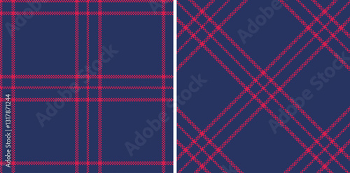 Metallic Lipstick and Muted Marine Seamless Madras Plaid Textile Design