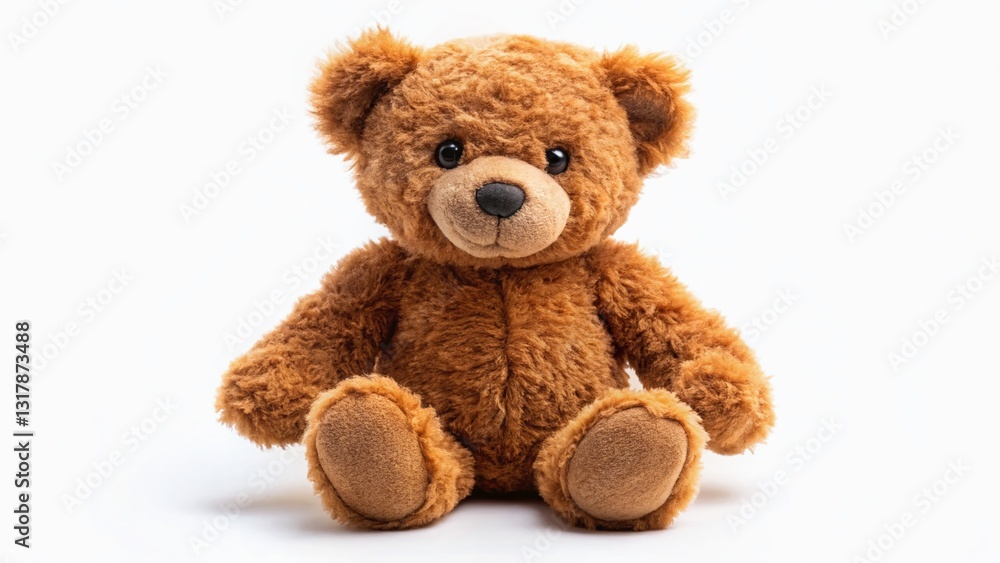 Obraz premium Panoramic Photo of a Brown Teddy Bear Isolated on White Background