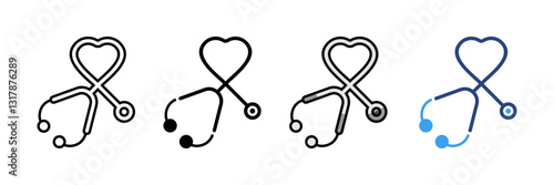 Stethoscope Icon Set Multiple Style Collection