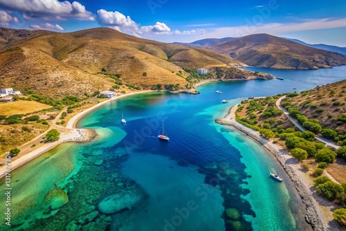 Stunning Aerial View: Koundouros Bay & Beaches, Kea Island, Greece