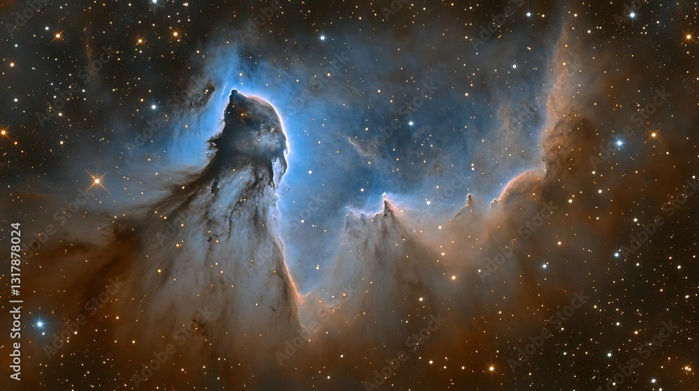 Fototapeta premium A beautiful space nebula featuring gaseous pillars and stars across space